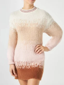 Gebürstetes Strickkleid mit Lurex-Details