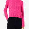 Geflochtener Damenpullover mit Rundhalsausschnitt und Saint-Barth-Lurex-Print