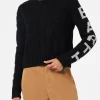 Geflochtener Damenpullover mit Rundhalsausschnitt und Saint-Barth-Lurex-Print
