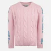 Geflochtener Mädchenpullover mit Rundhalsausschnitt und Saint-Barth-Lurex-Print
