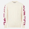 Geflochtener Mädchenpullover mit Rundhalsausschnitt und Saint-Moritz-Lurex-Print