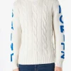 Geflochtener Rollkragenpullover für Herren mit Sankt-Moritz-Aufdruck