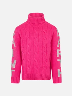 Geflochtener Rollkragenpullover für Mädchen mit Saint-Barth-Jacquard-Print