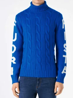 Geflochtener Rollkragenpullover für Herren mit Fuori Pista-Print