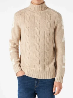 Geflochtener Rollkragenpullover für Herren mit Saint Barth-Aufdruck