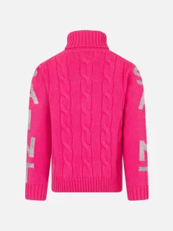 Geflochtener Rollkragenpullover für Mädchen mit Saint-Barth-Jacquard-Print
