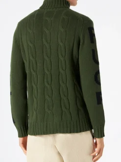 Geflochtener Rollkragenpullover für Herren mit Fuori Pista-Print