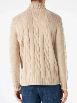 Geflochtener Rollkragenpullover für Herren mit Saint Barth-Aufdruck
