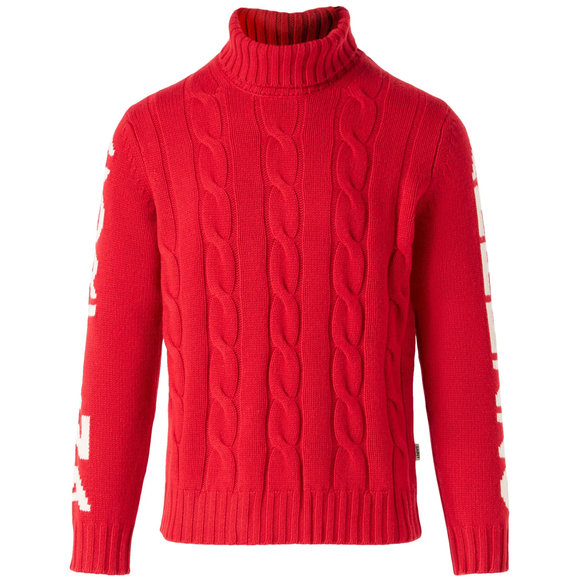Geflochtener Rollkragenpullover für Herren mit Cortina Ampezzo-Aufdruck