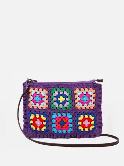 Gehäkelte Umhängetasche Clutch „Parisienne“ in Violett