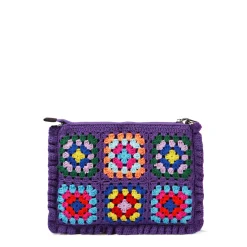 Gehäkelte Umhängetasche Clutch „Parisienne“ in Violett