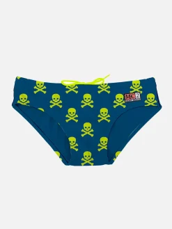 Gelbe Fluo Skulls Jungen-Badehose