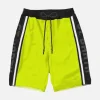 Gelbe lange Badeshorts für Jungen mit schwarzen Seitenbändern