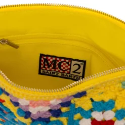 Gelbe Parisienne-Häkelclutch mit Saint-Barth-Stickerei