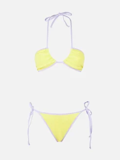 Gelber Crinkle-Bandeau-Bikini für Damen | MELISSA SATTA SONDEREDITION