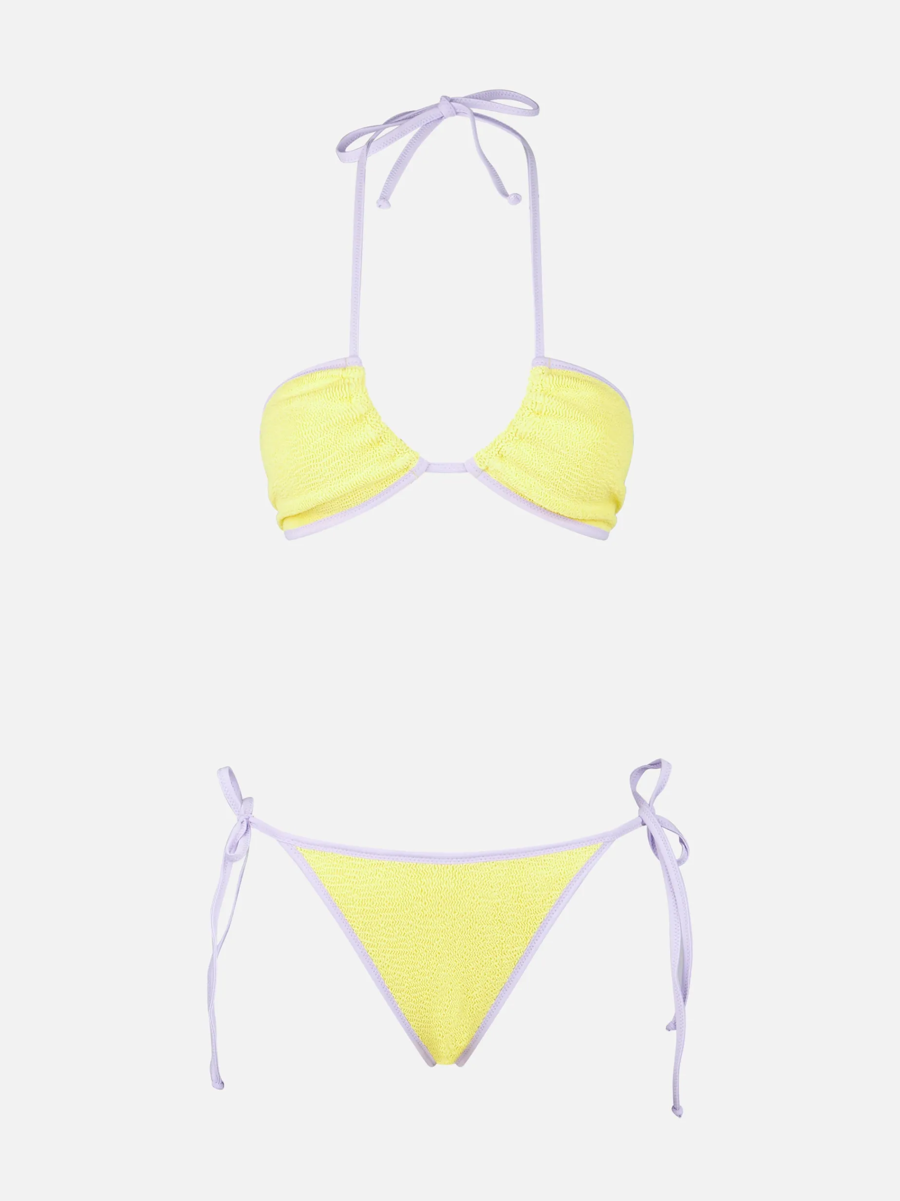 Gelber Crinkle-Bandeau-Bikini für Damen | MELISSA SATTA SONDEREDITION