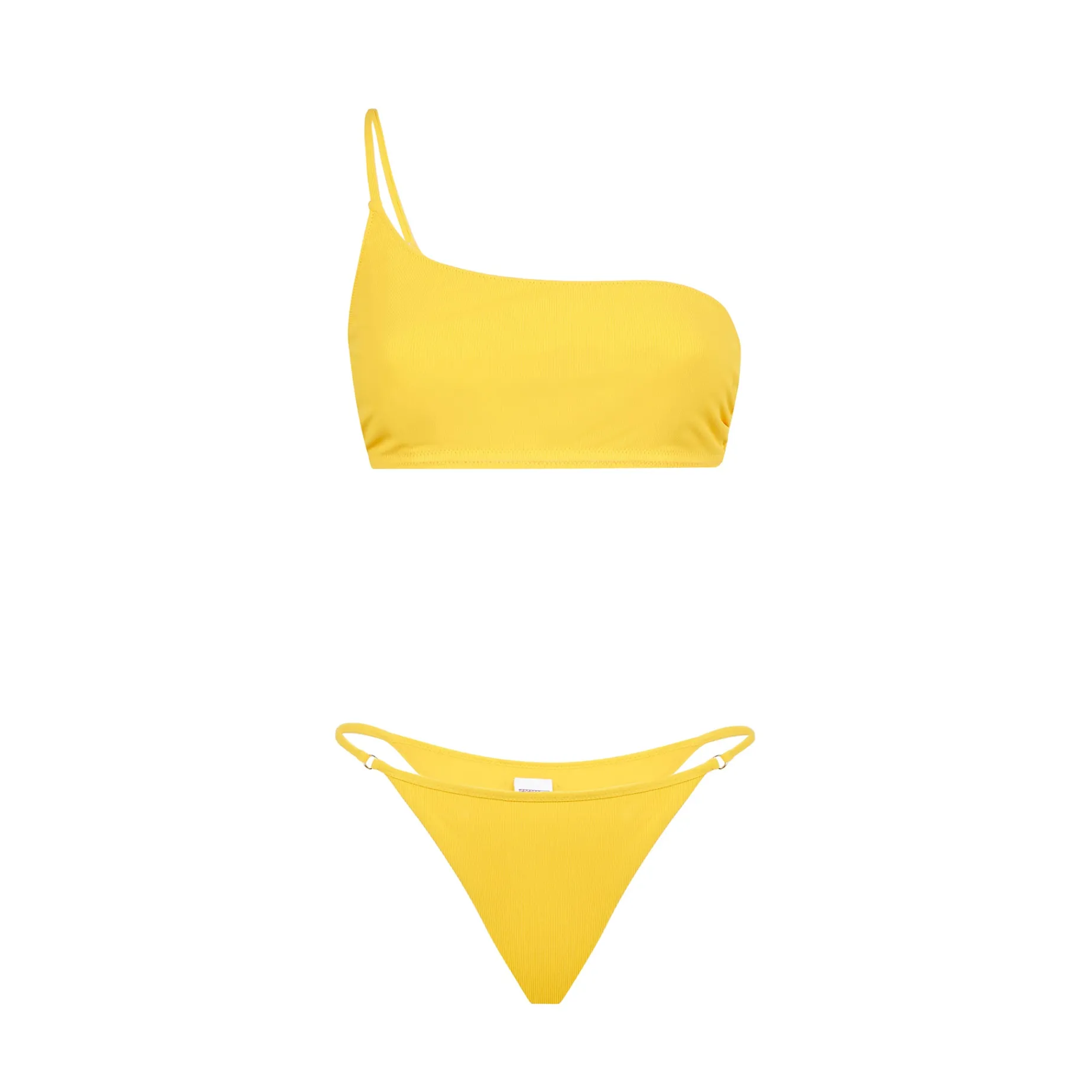 Gelber Damen-Bralette-Bikini mit einer Schulter