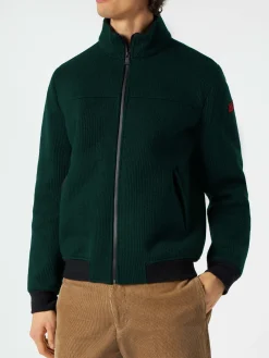 Gerippte grüne Bomberjacke für Herren
