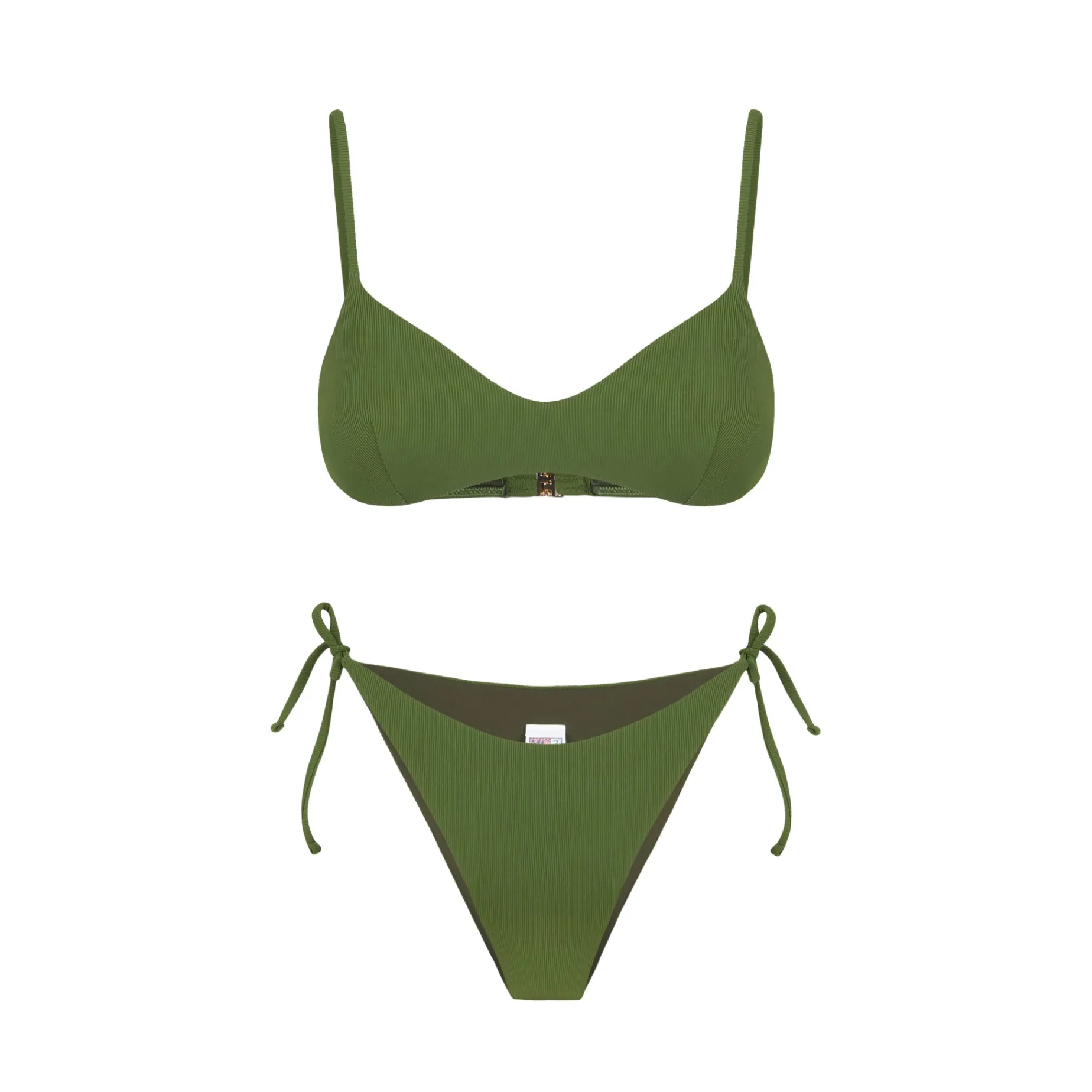 Gerippter Bralette-Bikini für Damen im Military-Stil
