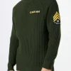 Gerippter grüner Herrenpullover