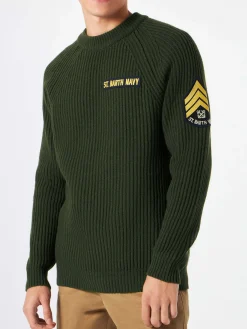 Gerippter grüner Herrenpullover