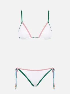 Gerippter Triangel-Bikini mit Lurex-Kanten