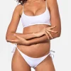 Gerippter weißer Bikini mit Bralette-Oberteil