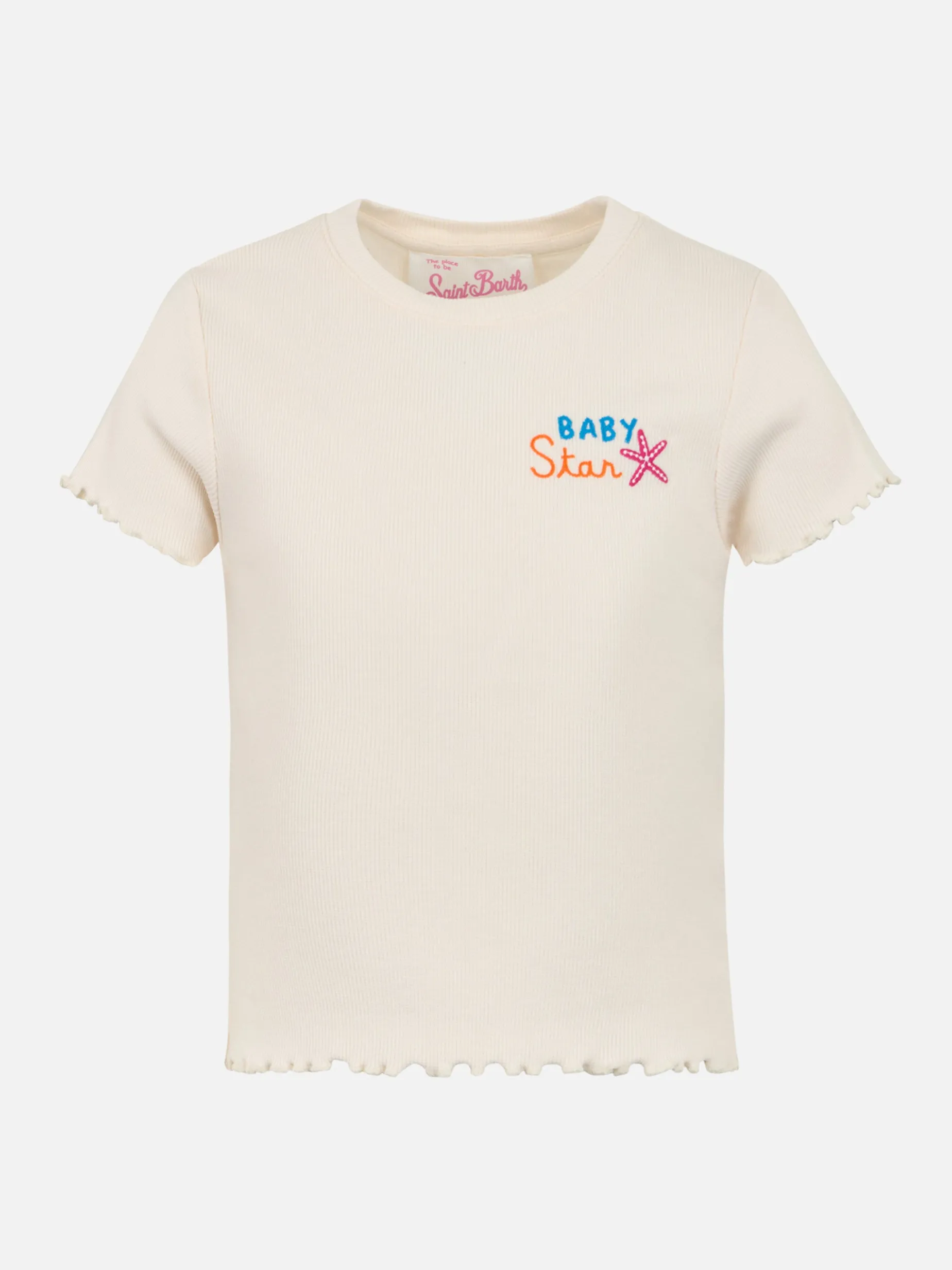 Geripptes T-Shirt für Mädchen Serena Jr mit Baby Star-Stickerei