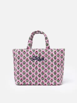 Gesteppte Soft Tote Mid Bag mit rosa Blumenmuster
