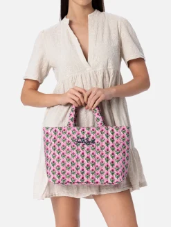 Gesteppte Soft Tote Mid Bag mit rosa Blumenmuster