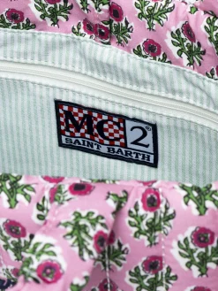 Gesteppte Soft Tote Mid Bag mit rosa Blumenmuster