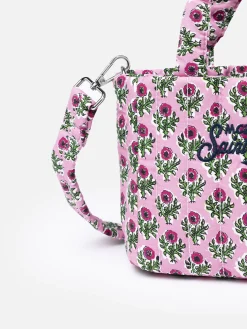 Gesteppte Soft Tote Mini-Tasche mit rosa Blumenmuster