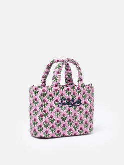 Gesteppte Soft Tote Mini-Tasche mit rosa Blumenmuster