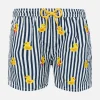 Gestreifte Badeshorts für Jungen mit aufgestickten Enten