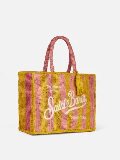 Gestreifte Colette Raffia-Handtasche