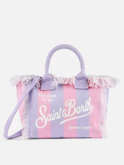 Gestreifte Colette-Handtasche aus Baumwollcanvas