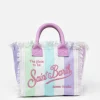 Gestreifte Colette-Handtasche aus Baumwollcanvas