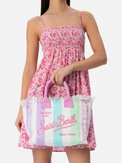 Gestreifte Colette-Handtasche aus Baumwollcanvas
