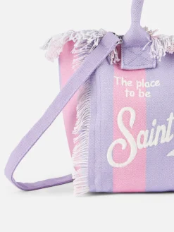 Gestreifte Colette-Handtasche aus Baumwollcanvas