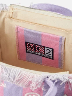 Gestreifte Colette-Handtasche aus Baumwollcanvas