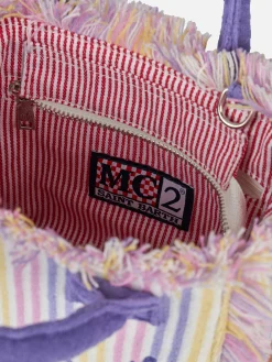 Gestreifte Mini-Kosmetiktasche aus Frottee mit Prägung