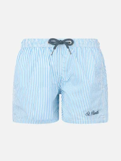 Gestreifte mittellange Seersucker-Badeshorts für Jungen Patmos Jr