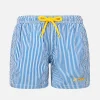 Gestreifte mittellange Seersucker-Badeshorts für Jungen Patmos Jr
