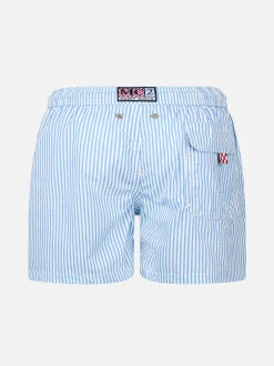 Gestreifte mittellange Seersucker-Badeshorts für Jungen Patmos Jr