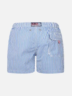 Gestreifte mittellange Seersucker-Badeshorts für Jungen Patmos Jr