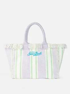 Gestreifte Vanity-Einkaufstasche aus Baumwoll-Canvas von Porto Cervo Beach Club