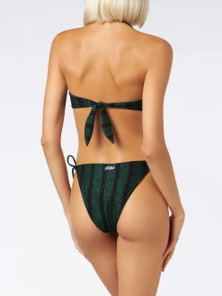 Gestreifter Balconette-Bikini für Damen aus Lurex