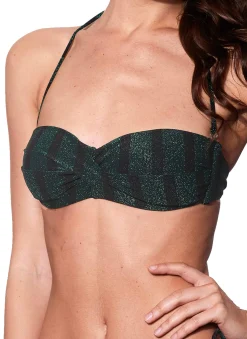 Gestreifter Bralette-Bikini für Damen aus Lurex