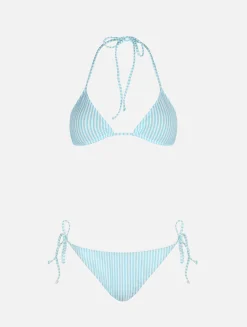Gestreifter Damen-Triangel-Bikini Leah Virgo aus Seersucker