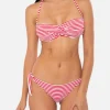 Gestreifter, drapierter Bandeau-Bikini